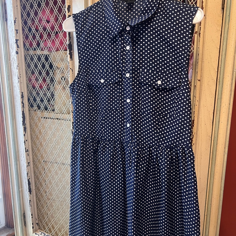 Forever 21 Navy Polka Dot Midi Dress